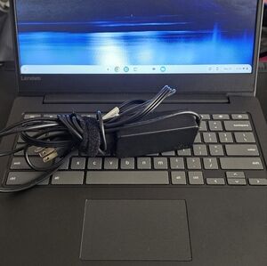 Lenovo Chromebook Black Laptop with Sleek Design and Illuminated Display